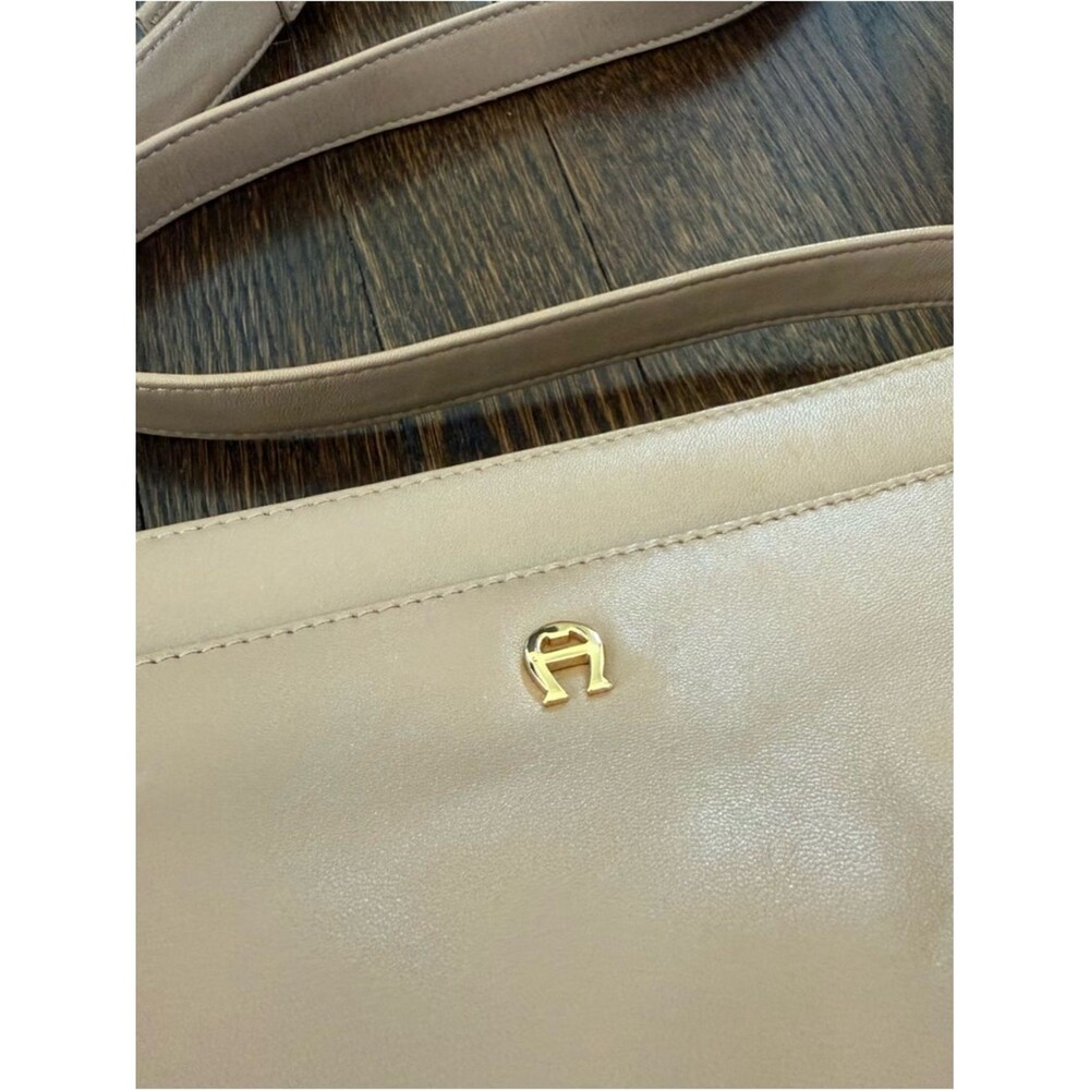 Taupe/Tan Etienne Aigner Genuine Leather Adjustable shoulder or crossbody bag